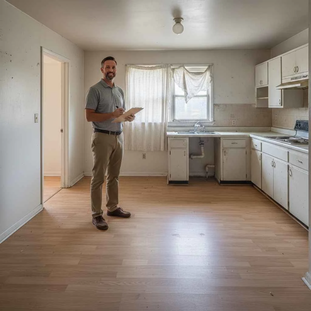 landlord reviewing a freshly cleared unit
