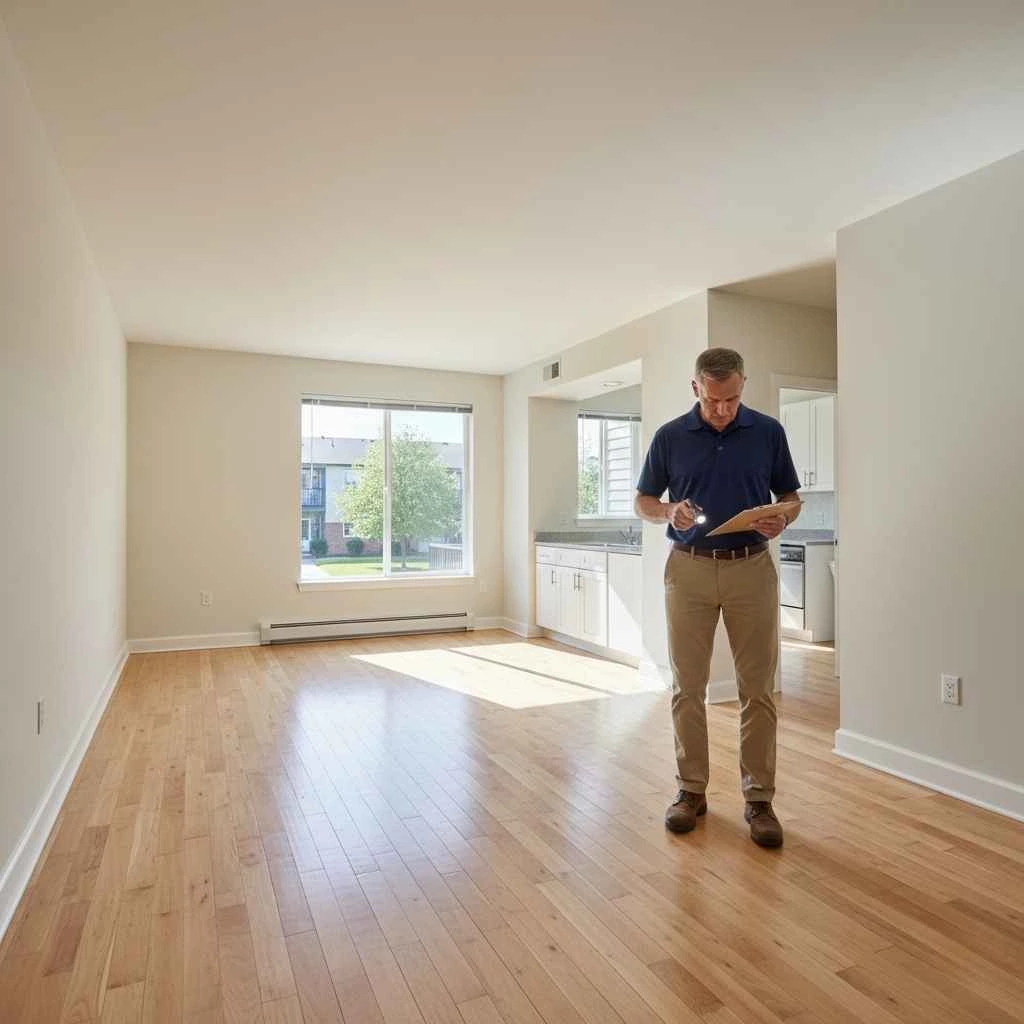 landlord inspecting empty rental unit