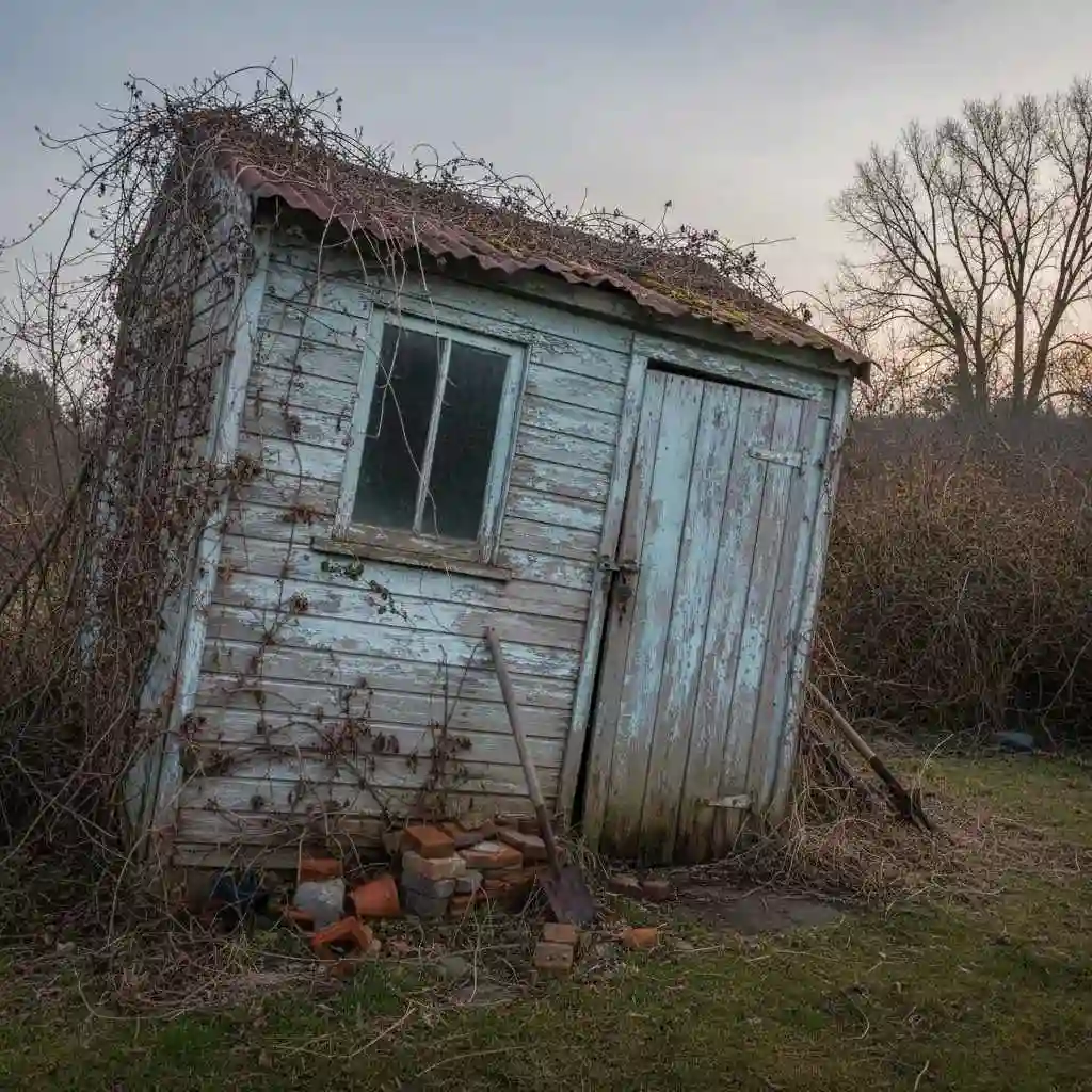 old deteriorated backyard shed