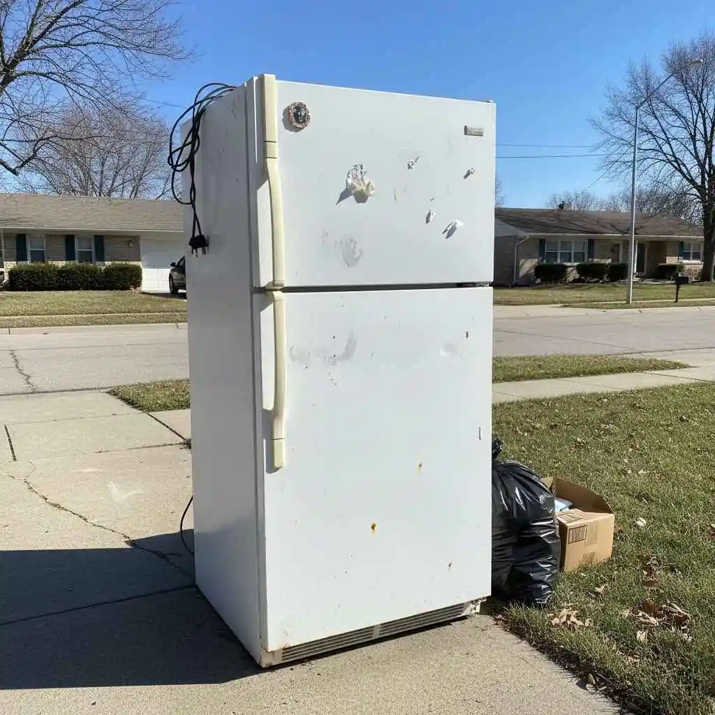 old refrigerator ready for pickup