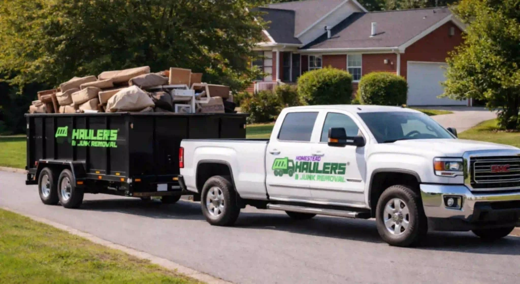 hauling truck with debris (no people)